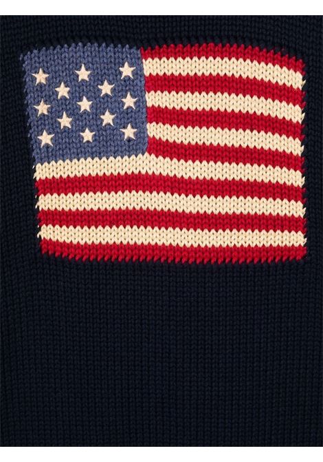 Navy Blue Pullover With USA Flag RALPH LAUREN KIDS | 323-668285001