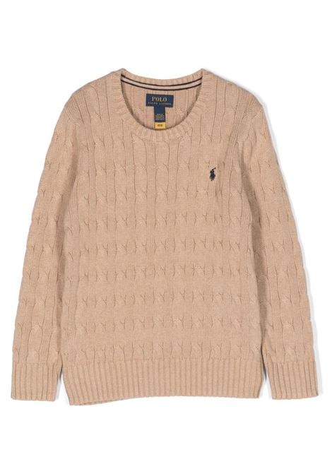 Maglia In Cotone a Trecce New Camel Melange RALPH LAUREN KIDS | 323-702674057