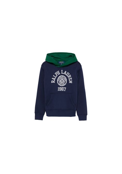 Blue and Green Hoodie with Logo RALPH LAUREN KIDS | 323-952489001