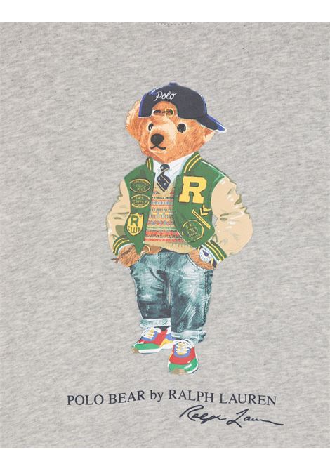 Grey Crew-Neck Sweatshirt With Polo Bear Print RALPH LAUREN KIDS | 323-960439003