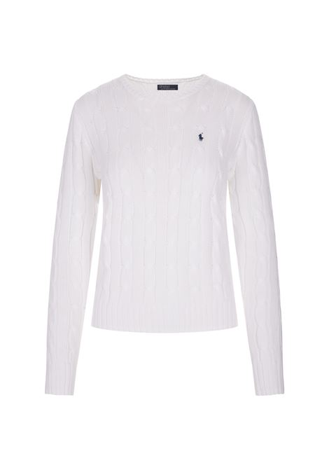 Crew Neck Sweater In White Braided Knit RALPH LAUREN | 211-891640001