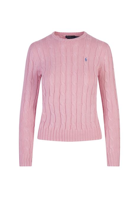 Maglione Girocollo a Trecce Rosa RALPH LAUREN | 211-891640004