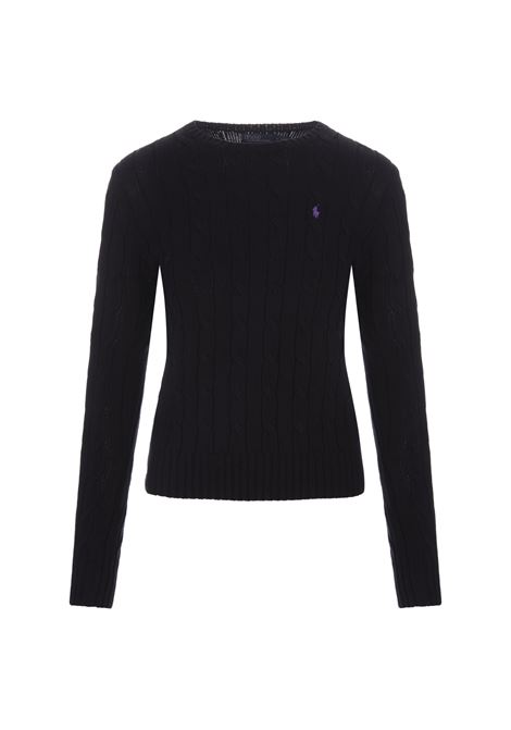 RALPH LAUREN Maglione Girocollo a Trecce Nero - RALPH LAUREN