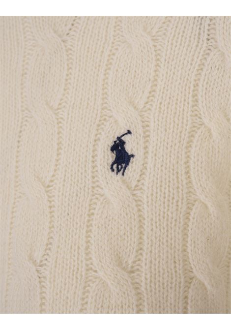 Maglia a Trecce In Lana e Cashmere Panna RALPH LAUREN | 211-910421001