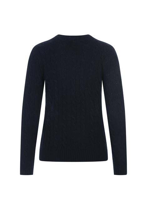 Hunter Blue Wool and Cashmere Braided Sweater RALPH LAUREN | 211-910421003