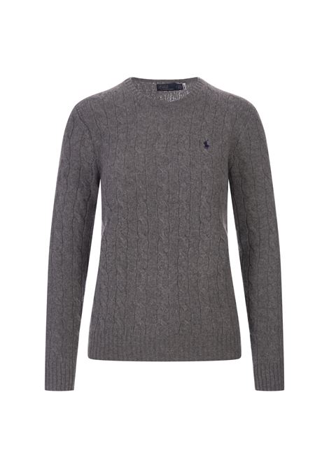 Maglia a Trecce In Lana e Cashmere Grigio Battaglione Mél RALPH LAUREN | 211-910421013