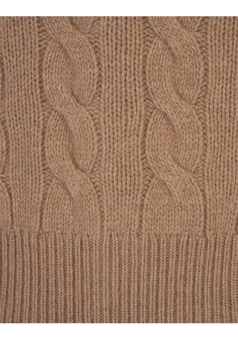 Camel Mel Collection Wool and Cashmere Braided Cardigan RALPH LAUREN | 211-910443001