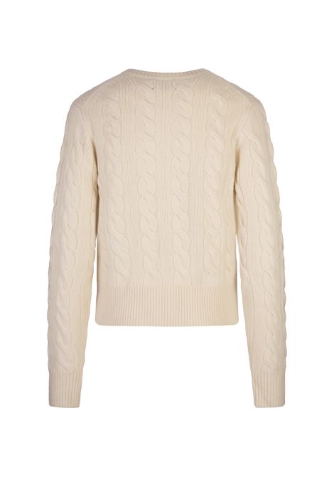 Cream-White Wool and Cashmere Braided Cardigan RALPH LAUREN | 211-910443003