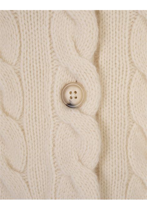 Cream-White Wool and Cashmere Braided Cardigan RALPH LAUREN | 211-910443003