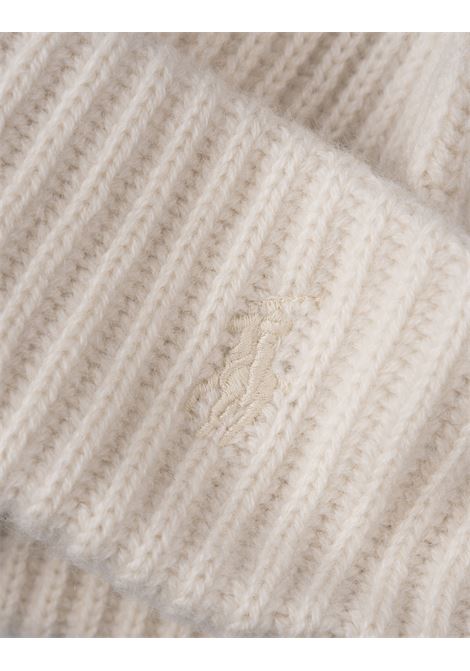 White Wool and Cashmere Beanie with Embroidered Pony RALPH LAUREN | 455-954337001