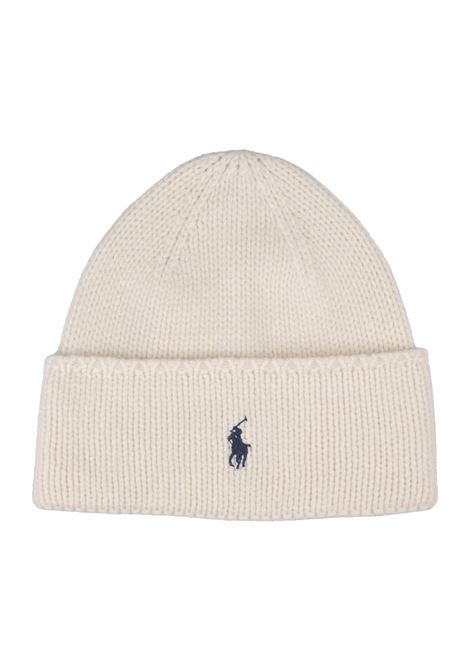 Polo Pony Beanie In White Wool RALPH LAUREN | 455-954355006