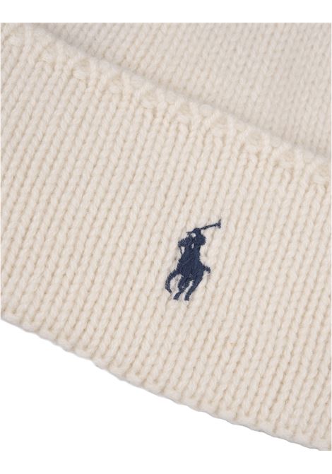 Polo Pony Beanie In White Wool RALPH LAUREN | 455-954355006