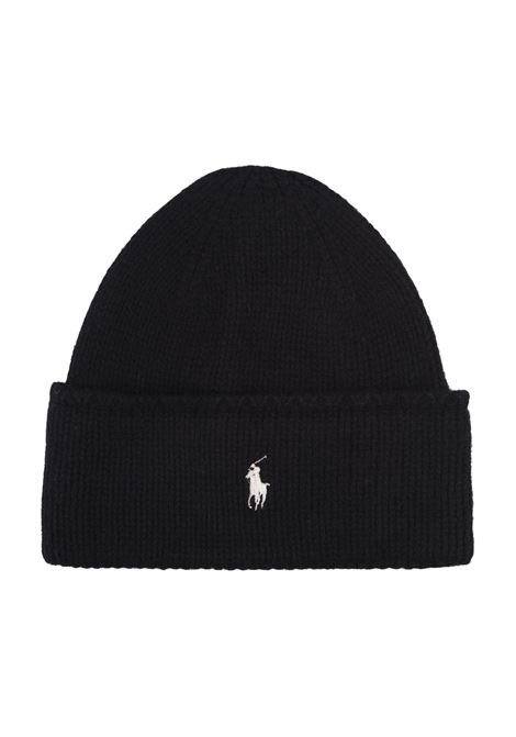 Polo Pony Beanie In Black Wool RALPH LAUREN | 455-954355007