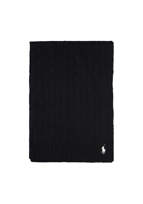 RALPH LAUREN Sciarpa In Lana e Cashmere a Trecce Nera - RALPH LAUREN