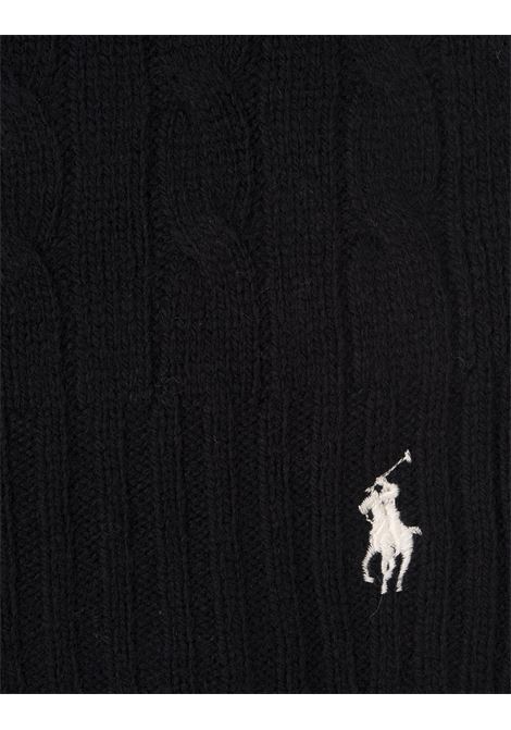 Black Cable-Knit Wool-Cashmere Scarf RALPH LAUREN | 455-956296001