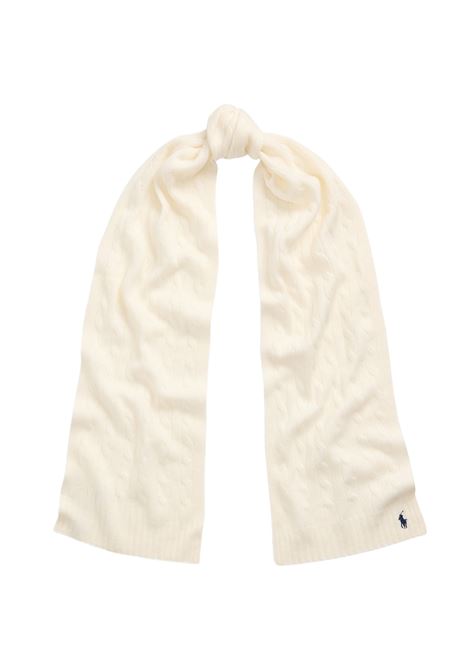 White Cable-Knit Wool-Cashmere Scarf RALPH LAUREN | 455-956296002