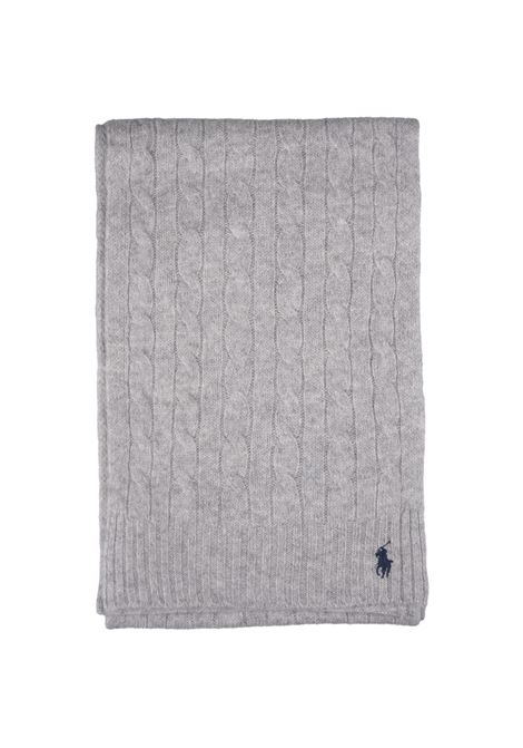 Grey Cable-Knit Wool-Cashmere Scarf RALPH LAUREN | 455-956296004