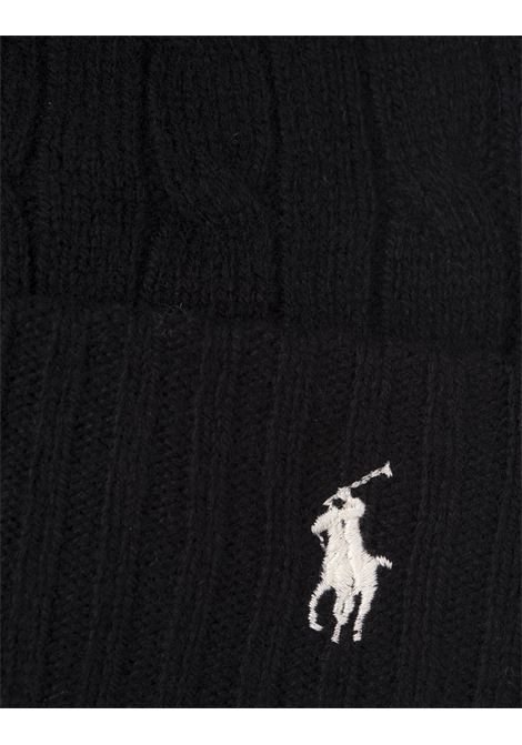 Beanie In Lana e Cashmere a Trecce Nero RALPH LAUREN | 455-956315001