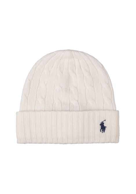 Beanie In Lana e Cashmere a Trecce Bianco RALPH LAUREN | 455-956315002