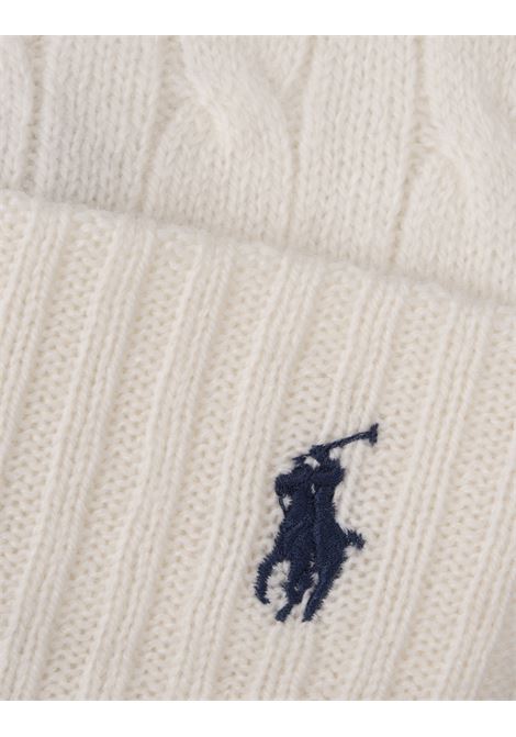 Beanie In Lana e Cashmere a Trecce Bianco RALPH LAUREN | 455-956315002