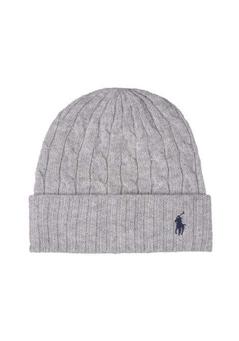 Beanie In Lana e Cashmere a Trecce Grigio RALPH LAUREN | 455-956315004