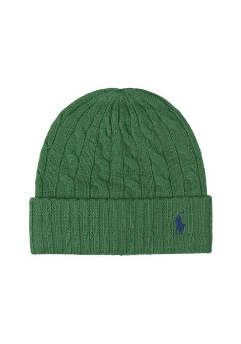 Beanie In Lana e Cashmere a Trecce Verde RALPH LAUREN | 455-956315007