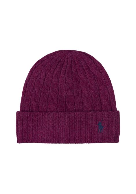 Beanie In Lana e Cashmere a Trecce Prugna Hthr RALPH LAUREN | 455-956315008