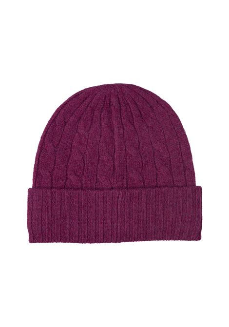 Beanie In Lana e Cashmere a Trecce Prugna Hthr RALPH LAUREN | 455-956315008