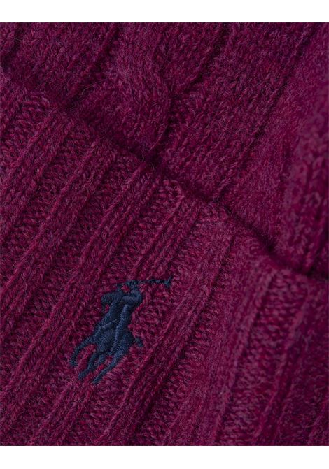 Beanie In Lana e Cashmere a Trecce Prugna Hthr RALPH LAUREN | 455-956315008