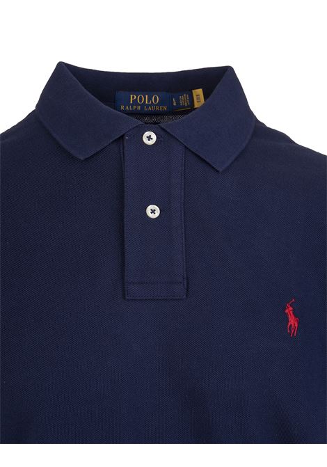 Navy Blue And Red Slim-Fit Pique Polo Shirt RALPH LAUREN | 710-795080007