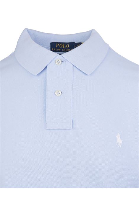 Polo in Piquet Slim-Fit Azzurro Cielo e Bianca RALPH LAUREN | 710-795080016