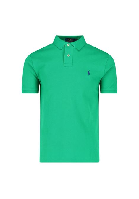 Polo in Piquet Slim-Fit Verde e Blu RALPH LAUREN | 710-795080019