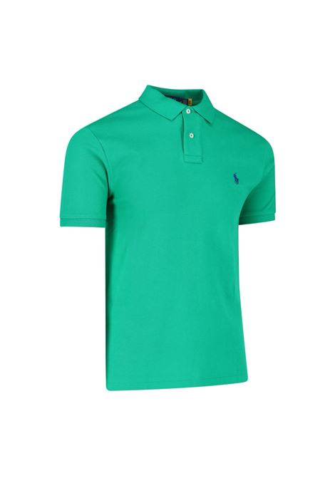 Polo in Piquet Slim-Fit Verde e Blu RALPH LAUREN | 710-795080019