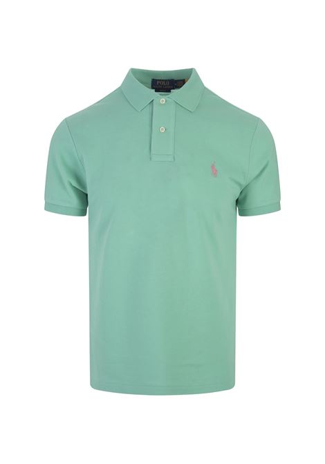 Sunset Green and Pink Slim-Fit Piquet Polo Shirt RALPH LAUREN | 710-795080020