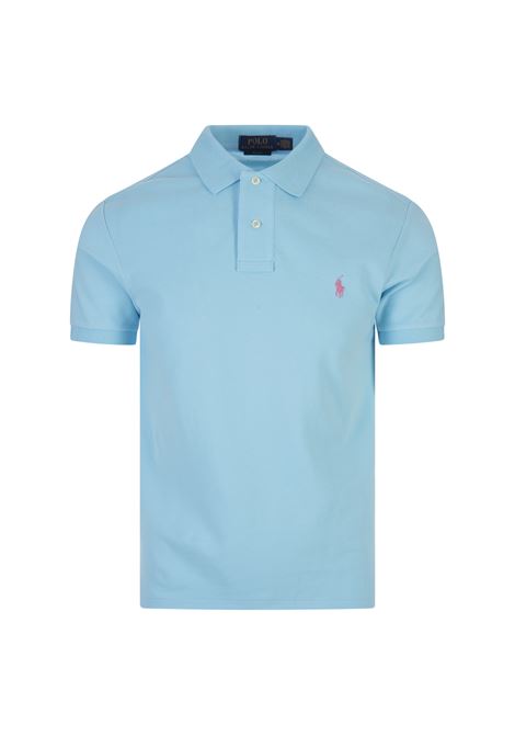 RALPH LAUREN Polo in Piquet Slim-Fit Turchese e Rosa - RALPH LAUREN