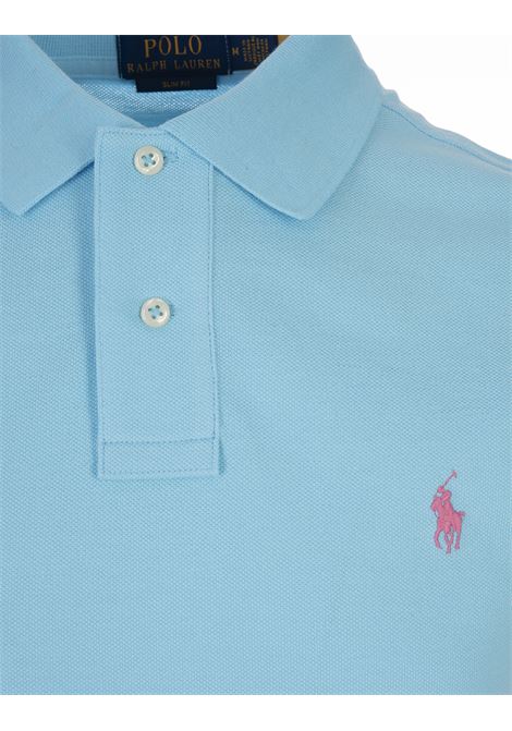 Polo in Piquet Slim-Fit Turchese e Rosa RALPH LAUREN | 710-795080024