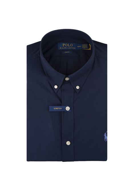 Camicia Slim Fit In Cotone Stretch Blu RALPH LAUREN | 710-928254001