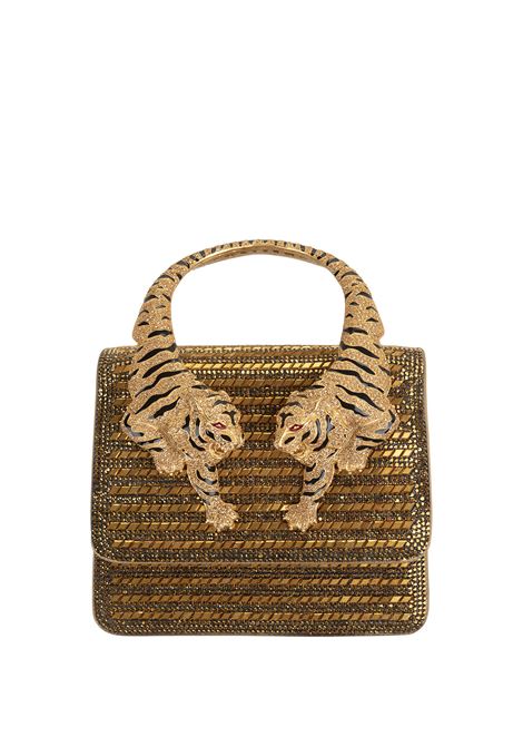 ROBERTO CAVALLI Borsa a Spalla Roar Piccola Dorata Con Tigri Gioiello - ROBERTO CAVALLI