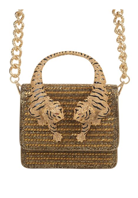 Golden Small Roar Shoulder Bag With Jewelled Tigers ROBERTO CAVALLI | SKB025-PZC9800139