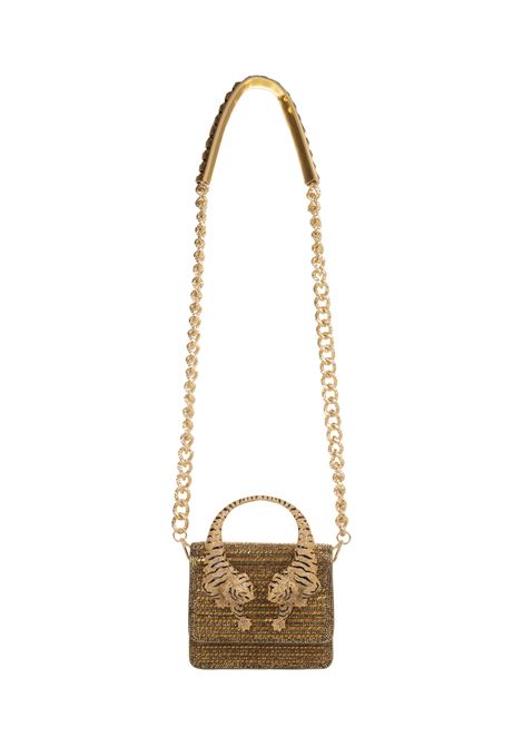 Golden Small Roar Shoulder Bag With Jewelled Tigers ROBERTO CAVALLI | SKB025-PZC9800139