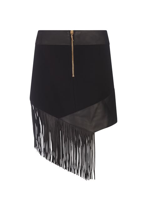 Black Leather Mini Skirt With Fringes ROBERTO CAVALLI | TKP300-PN00105051