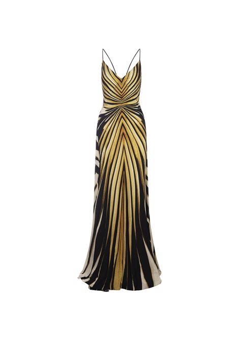 Silk Dress With Ray Of Gold Print ROBERTO CAVALLI | TKT109-JRM3301080