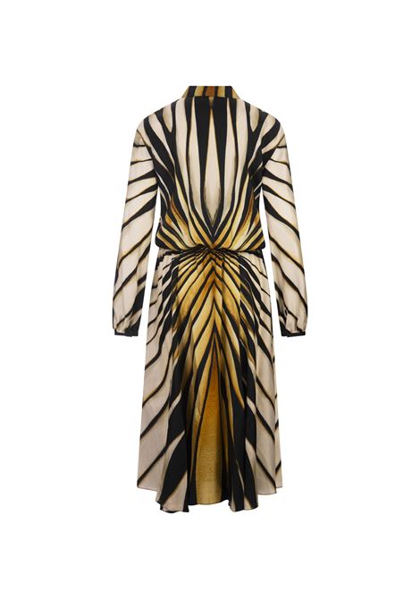 Ray Of Gold Printed Silk Shirt Dress ROBERTO CAVALLI | TKT110-4QM3301080