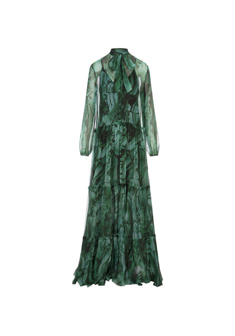 Long Silk Dress With Green Malachite Print  ROBERTO CAVALLI | TKT146-CKN0604150