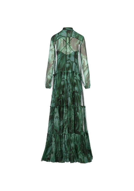 Long Silk Dress With Green Malachite Print  ROBERTO CAVALLI | TKT146-CKN0604150