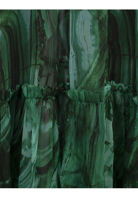 Long Silk Dress With Green Malachite Print  ROBERTO CAVALLI | TKT146-CKN0604150