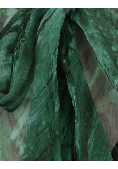 Long Silk Dress With Green Malachite Print  ROBERTO CAVALLI | TKT146-CKN0604150