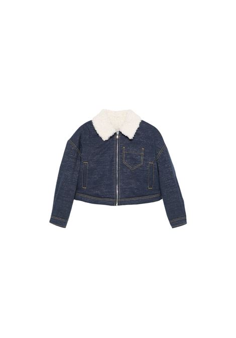 SIMONETTA Giacca In Denim Blu Con Collo in Finto Shearling - SIMONETTA