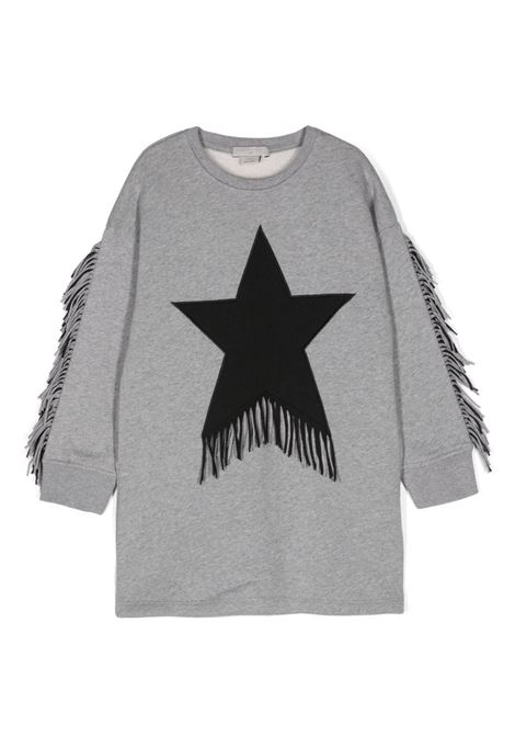 STELLA MCCARTNEY KIDS Abito Grigio con Frange e Grafica Stella - STELLA MCCARTNEY KIDS