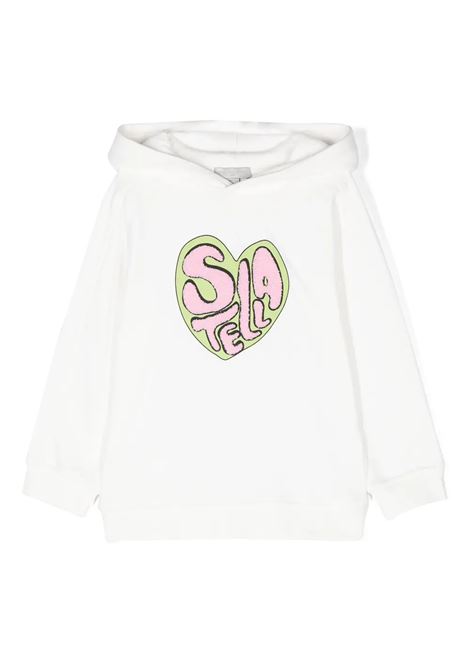 STELLA MCCARTNEY KIDS Felpa con Cappuccio Bianca con Grafica Stella Applicata - STELLA MCCARTNEY KIDS